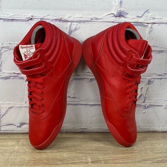 Reebok Freestyle Hi Red High Top Shoes - Picture 6 of 8